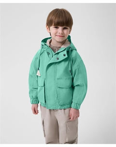 Ветровка с капюшоном для мальчика из плащовки ментоловая Gulliver