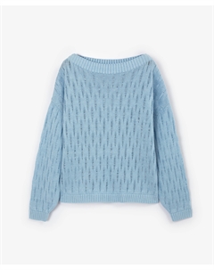 Джемпер силуэта оверсайз с крупным сетчатым переплетением голубой Glvr