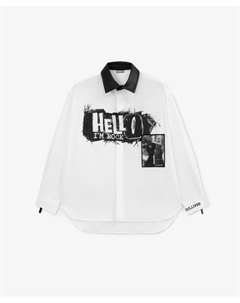 Рубашка с длинным рукавом с отделкой из искусственной кожи белая для мальчика Gulliver