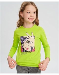 Лонгслив с принтом салатовый для девочки Button blue