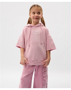 Худи для девочки с коротким рукавом из вареного футера розовое Gulliver