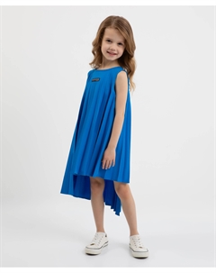 Платье элегантное плиссированноес асимметричным дизайном синее для девочки Gulliver