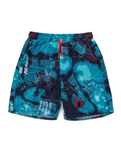 Шорты плавательные с принтом и контрастной утяжкой синие для мальчика Button blue
