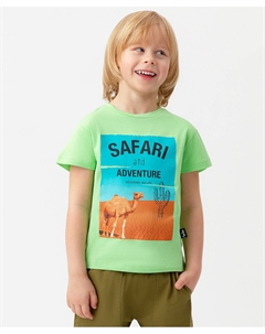 Футболка из хлопка с принтом салатовая для мальчика Button blue