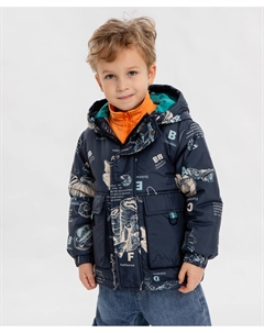 Куртка демисезонная с капюшоном с принтом для мальчика Button blue