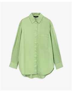 Блузка силуэта оверсайз с потайными молниями в рукавах салатовая Glvr