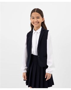 Жилет текстильный приталенный синий для девочки Gulliver