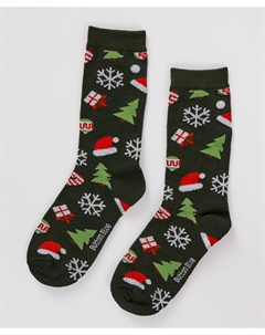 Носки высокие новогодние зеленые для мальчика Button blue