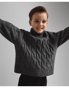 Свитер из шерсти ягнёнка с косами серый для мальчика Select Gulliver