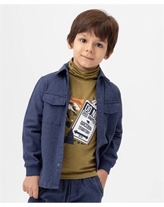 Рубашка фланелевая однотонная с длинным рукавом нагрудными карманами и принтом на спинке Button blue