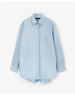 Блузка силуэта оверсайз с потайными молниями в рукавах голубая Glvr