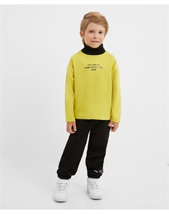 Брюки-джоггеры хлопковые для мальчика с декоративными элементами и шрифтовым принтом черные Gulliver