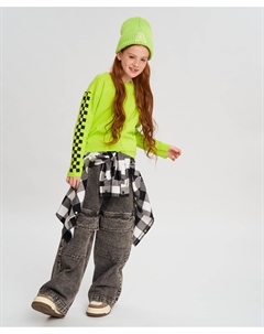 Лонгслив салатовый с принтом для девочки Button blue