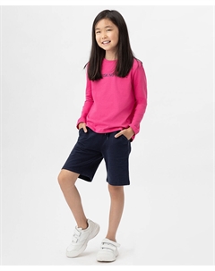 Шорты трикотажные базовые с поясом на резинке и карманами Button blue