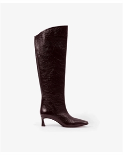 Сапоги бордовые из натуральной лакированной кожи на каблуке Glvr