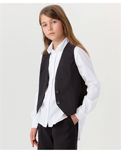 Жилет классический на пуговицах черный для девочки Button blue