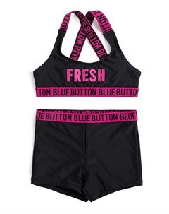 Купальник раздельный с принтом чёрный для девочки Button blue