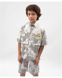 Рубашка для мальчика с коротким рукавом белая с принтом Gulliver