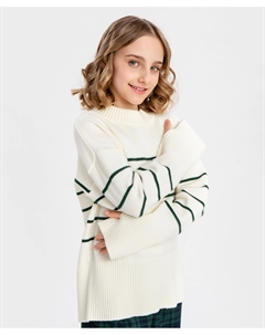 Джемпер с полосатым декором молочный Button blue