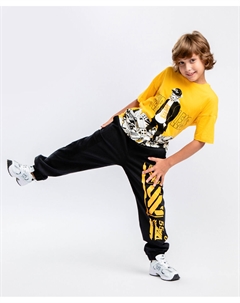 Брюки с поясом на резинке черные Button blue