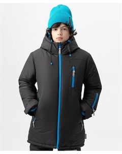 Пальто зимнее с капюшоном и светоотражающими элементами черное Button blue