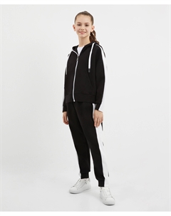 Брюки трикотажные спортивные с сумкой для хранения чёрные для девочки Gulliver