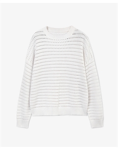 Джемпер ажурный свободной формы со спущенным плечом белый Glvr