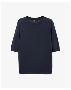 Джемпер вязаный с коротким рукавом синий Glvr