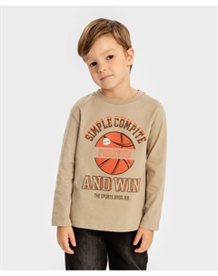 Лонгслив с баскетбольным принтом бежевый для мальчика Button blue