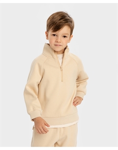 Свитшот утепленный с горловиной на молнии бежевый для мальчика Button blue