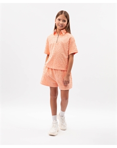 Шорты для девочки из фактурного махрового трикотажа коралловые Gulliver
