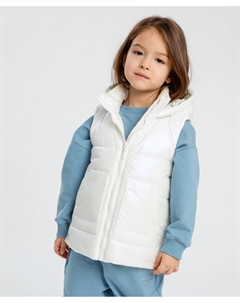Жилет утепленный стёганный с капюшоном серый для девочки Button blue