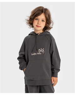 Худи с капюшоном и принтом серое для девочки Button blue