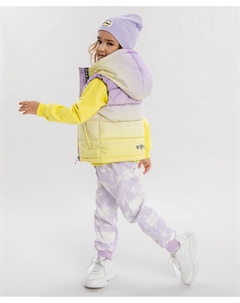 Жилет утепленный с капюшоном и принтом разноцветный для девочки Button blue