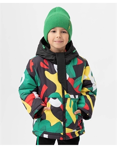 Куртка демисезонная с капюшоном и флисовой подкладкой разноцветная Button blue