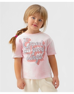 Футболка с блестящим принтом розовая Button blue