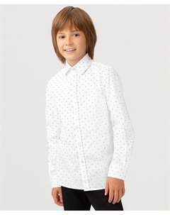 Рубашка приталенная с принтом на пуговицах для мальчика белая Button blue