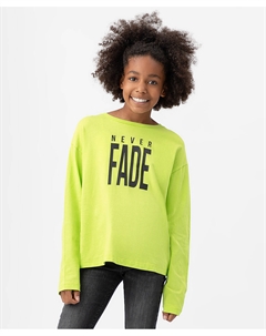 Футболка с длинным рукавом и спущенной линией плеча салатовая Button blue