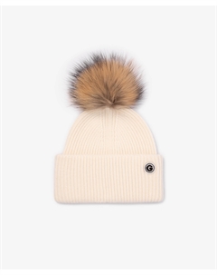 Шапка вязаная из шерсти мериноса с помпоном молочная для девочки Select Gulliver