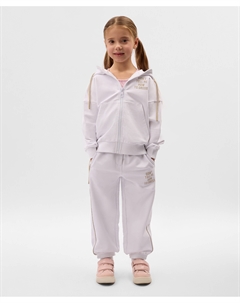 Брюки-джоггеры для девочки из футера белые Gulliver