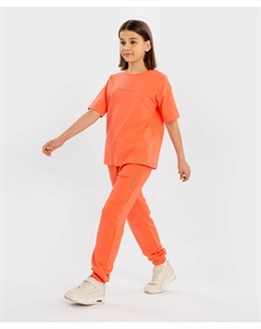 Джоггеры базовые с утяжкой на поясе коралловые для девочки Button blue