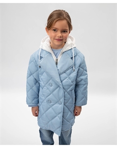 Пальто стеганое детское с отстёгивающейся манишкой голубое Gulliver