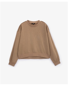 Свитшот силуэта умеренный оверсайз с укороченной линией переда из интерлока с эффектом варки бежевый Glvr