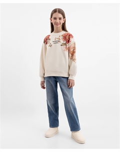 Джинсы прямые утеплённые на флисе синие для девочки Gulliver