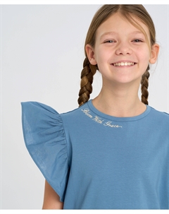 Футболка с рукавами-крылышками для девочки синяя Button blue