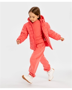 Куртка с капюшоном демисезонная стеганая коралловая детская Button blue