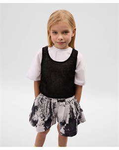 Топ детский из мерсеризированной пряжи с сетчатой структурой черный Gulliver