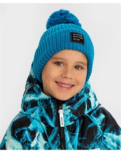 Шапка с помпоном утепленная синяя для мальчика Button blue