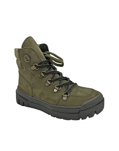 Ботинки из нубука оливковые для девочки Happy step