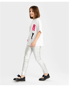 Джинсы скини серебристые для девочки Button blue